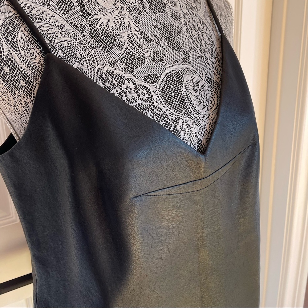 BCBGMaxAzria Black Faux Leather Camisole